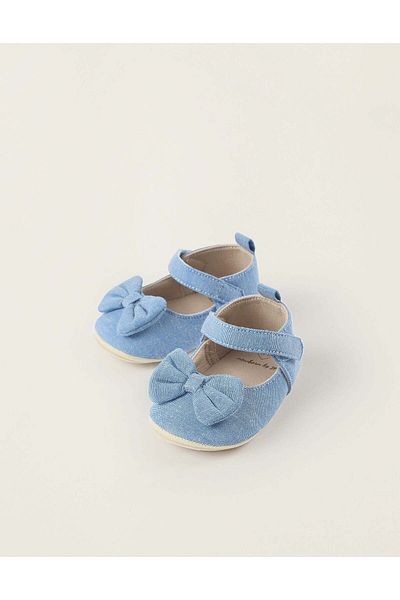 Ziddy SYNTHETIC LEATHER BALLET FLATS WITH BOW FOR NEWBORN GIRLS, PINK