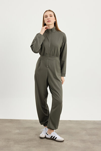 Birgül Bektaş Green Zipper Detailed Jumpsuit