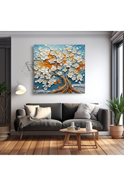 AR AJANS KANVAS TABLO Çiçek Ağacının Melodisi Ağaç Salon Ofis Koridor Dekorat...