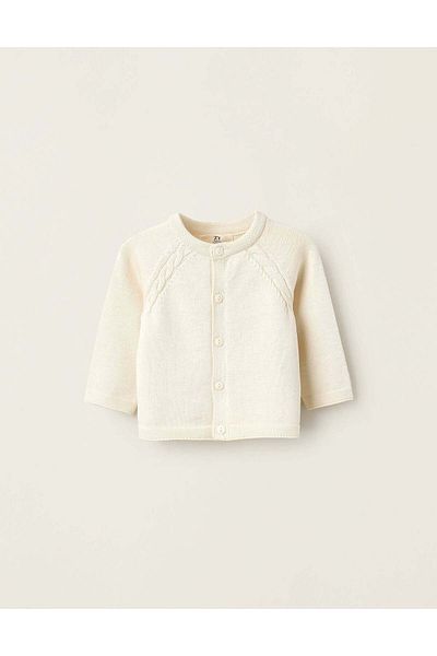 Ziddy COTTON CARDIGAN FOR NEWBORNS WHITE