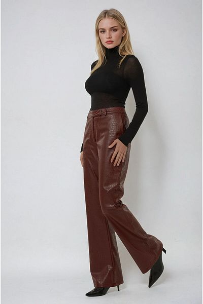 Hiccup Παντελόνι Flare Faux Leather με σχέδιο φιδιού