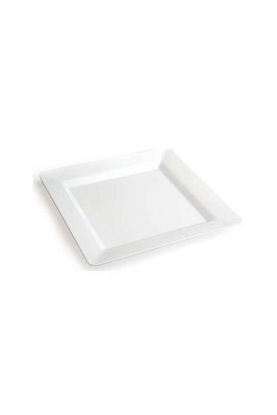 kidspartim Plastic Porcelain Look Square White Plate 22 cm 10 Pieces