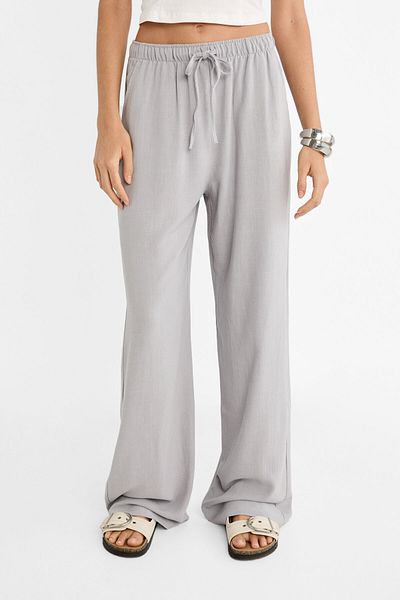 Stradivarius Loose Trousers Linen Blend
