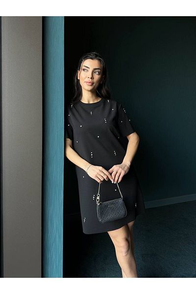 LOKADI Rochie mini tricotată cu pietre de damă