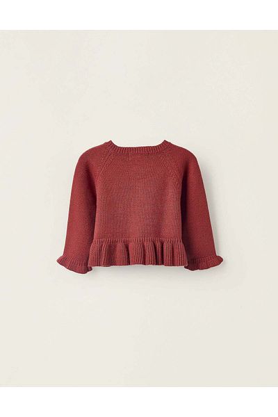 Ziddy CARDIGAN WITH RUFFLES FOR NEWBORN GIRLS, ORANGE