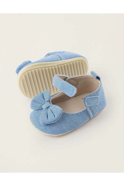 Ziddy SYNTHETIC LEATHER BALLET FLATS WITH BOW FOR NEWBORN GIRLS, PINK