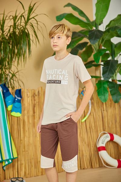 Weweus Boy's Beige Pajama Set 808