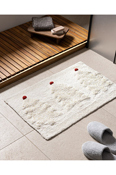 Madame Coco Esprit Banyo Paspas - Krem/Gold/Kırmızı - 50x80 cm