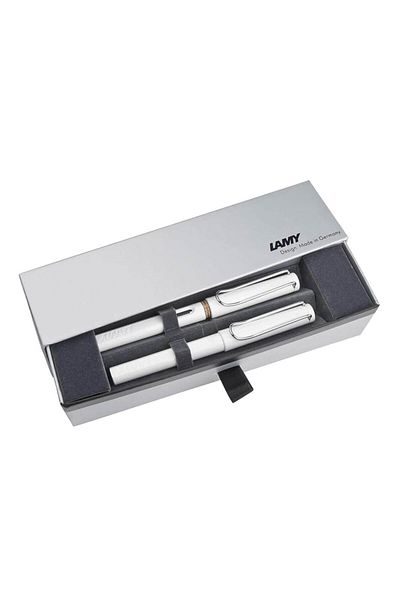 Lamy White Safari Fountain Roller Pen - Metal Box 19B-M-319B