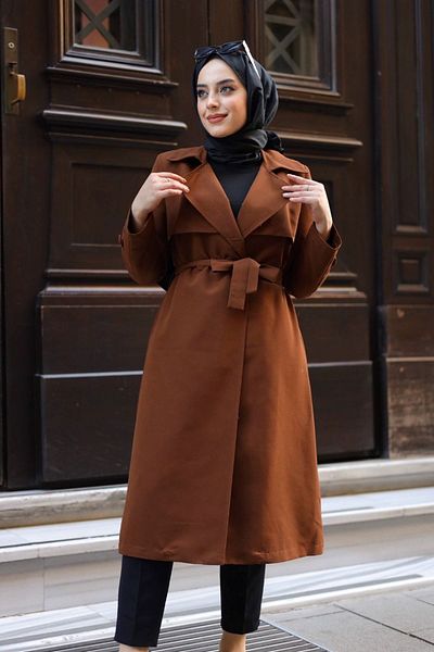 ALNİSS COLLECTİON Επιμεταλλωμένη καμπαρντίνα Hijab με επένδυση με κουμπιά