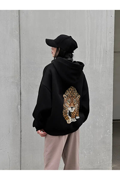 Nebulaa Tekstil NEBULAA UNISEX Φούτερ με κουκούλα και στάμπα Tiger