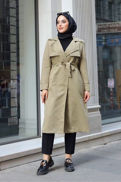 ALNİSS COLLECTİON Επιμεταλλωμένη καμπαρντίνα Hijab με επένδυση με κουμπιά