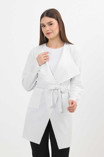 Rays 1059 Model Cardigan cu buzunar lung cu dungi bleumarin