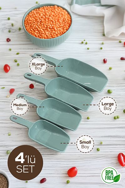 Vienev Mint Colored 4-Piece Plastic Food Shovel Set