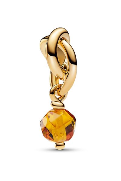 Pandora Kesme Yüzeyli Bal Rengi Sonsuzluk Sarmalı Sallantılı Charm