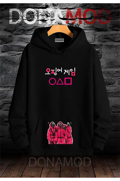 donamod Squid Game Game and Hooded Oversize Sweatshirt - Red Light Green Korean Design