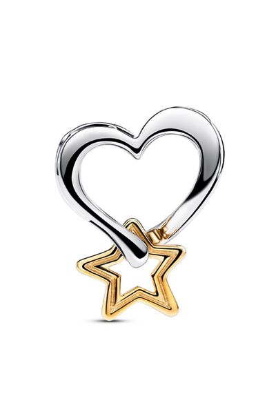 Pandora Şanslı Yıldız ve Kalp 14 Ayar Pembe Altın Kaplama Charm
