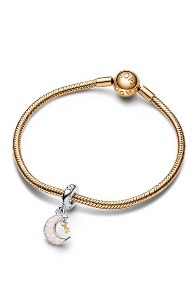 Pandora İki Renkli Anahtar ve Ay Sallantılı Charm