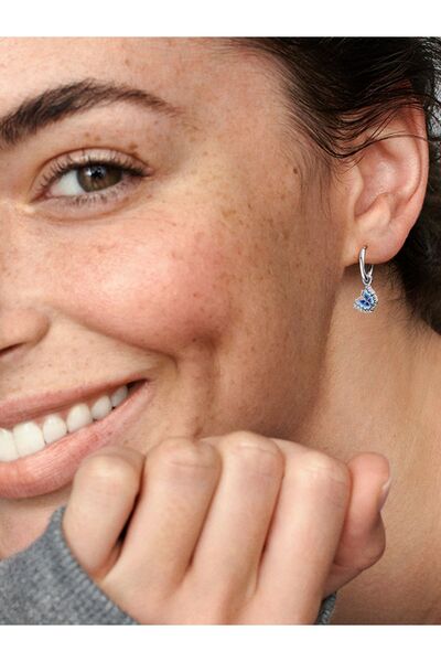 Pandora Mavi Kelebek Halka Küpe