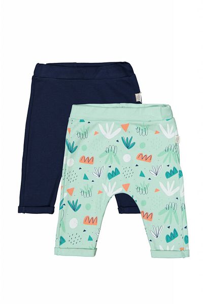 Tongs Baby Set de 2 perechi de pantaloni Frunze pentru bebelusi, Tongs baby, Verde, 9-12 luni