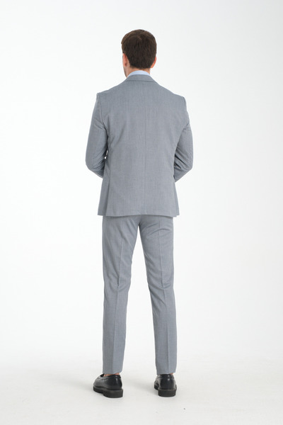 Frappoli Slim Fit Erkek Düz Mono Yaka Çift Yırtmaçlı Astarlı Takim Elbise