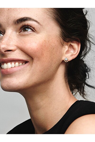 Pandora Işıltılı Yuvarlak Hale Tektaş Çivi Küpe