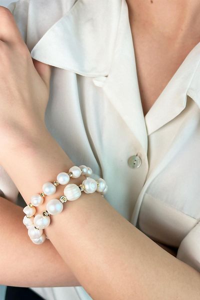 Sose Moda White Natural Small Pearl Dorika Bracelet