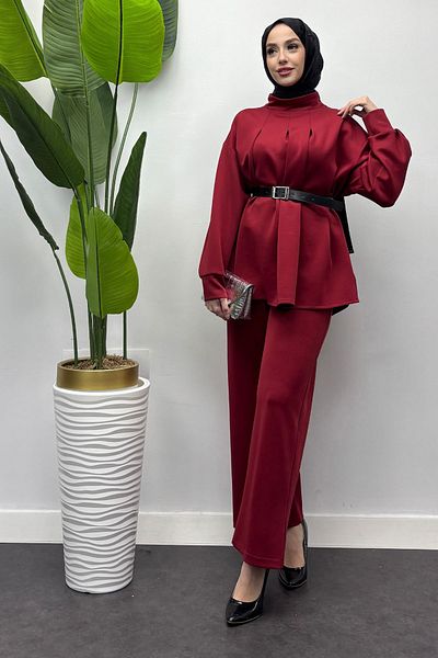 Tesettür Diyarı Women's Scuba Belted Tunic Set