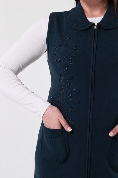 Laden Tricotaj Vesta de iarnă pentru femeie, groasă, cu fermoar, din lână și piatră