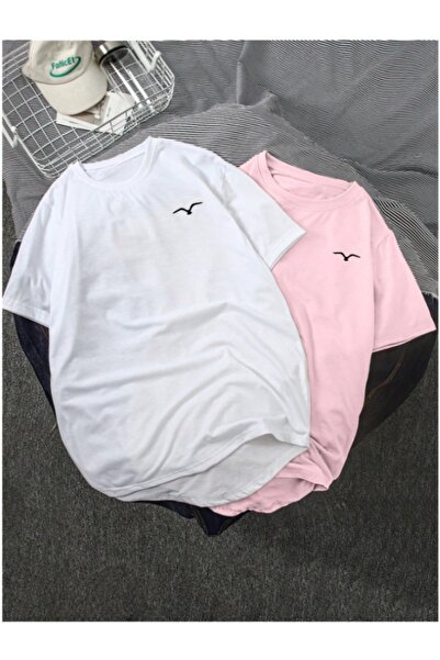 MOONBULL Unisex μπλουζάκι 2 τεμαχίων Oversize με λεπτομέρεια εκτύπωσης στήθους