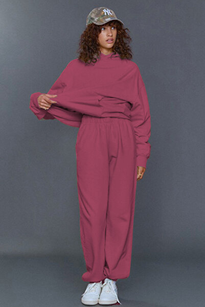 YAKAMEL Γυναικείο σετ φόρμας με κουκούλα και φαρδιά γραμμή, με 3 κλωστές, τύπ...