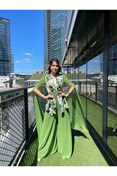 White Corner 8052 ÇİÇEKLİ ŞİFON DETAYLI İKİLİ TAKIM