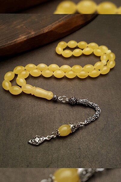 OTTOTESBİH 925 Ayar Gümüş Püsküllü 15 Gr 7x11mm Has Damla Kehribar Tesbih