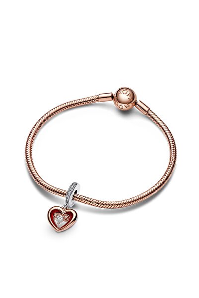 Pandora İki Renkli Kalp Sallantılı Charm