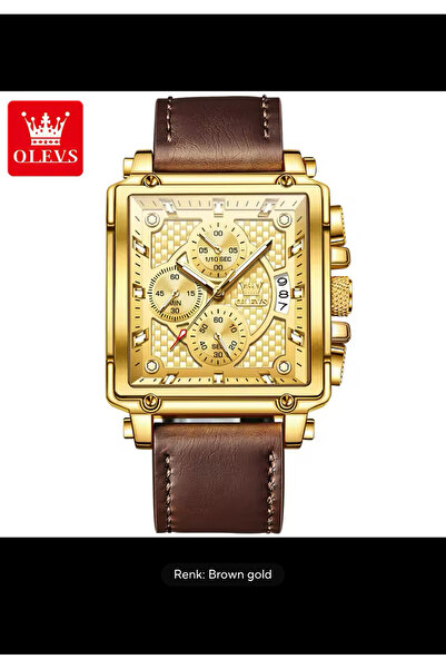 OLEVS ALTIN KARE LÜX MARKA  ERKKEK KOL SAATİ