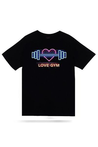 fame-stoned Unisex Black T-Shirt - 100% Cotton, Love Gym Printed, Gym Fitness Bodybuilding Body Building