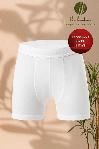 ERDEM İÇ GİYİM Boxer de lux din bambus natural super subțire pentru băiat alb Weweus 3365
