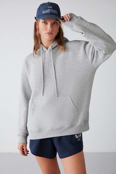 GRIMELANGE Dámská šedá mikina s kapucí Adel z organické bavlny, měkké, uvolněné, klokaní