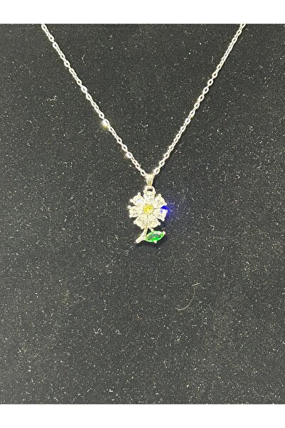 Çelik Bijuterikolik Women Steel Flower Silver Grey Color Covered with Stones ...