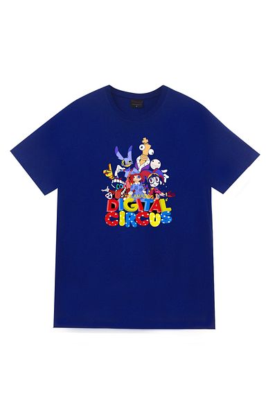 fame-stoned Το Amazing Digital Circus Printed 100% Cotton Unisex Navy Blue T-shirt