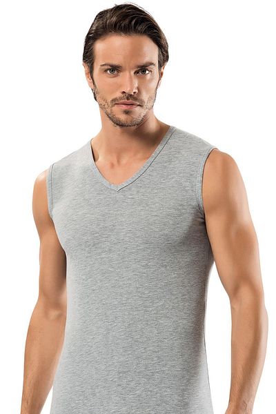 ERDEM İÇ GİYİM Erdem Gray Slim Fit Sleeveless Deep V Neck Undershirt 1118