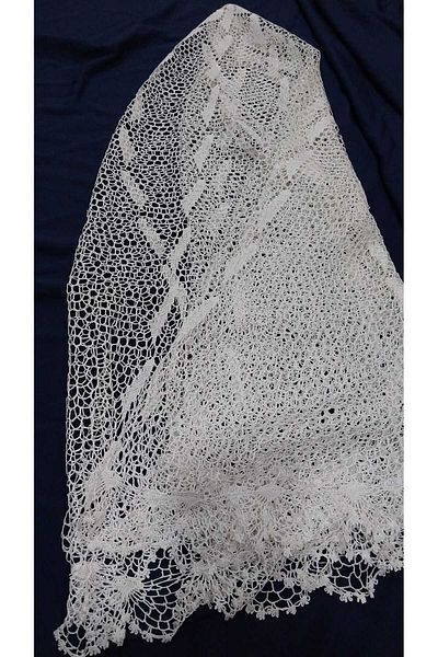 Papatyam Fiskos Lace Set with Diameter of 75 cm - Hand Knitted Crochet and Tablecloth