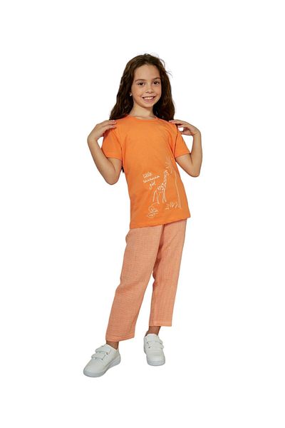 Weweus Turuncu Kız Çocuk Pijama Takımı 823