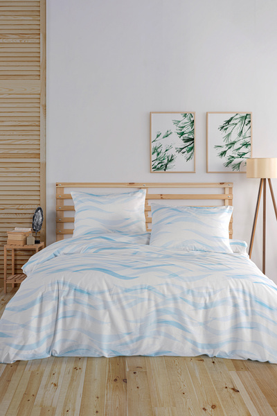 Marielouhome Wave Blu 100% pamuk Bračni Set navlaka za poplun