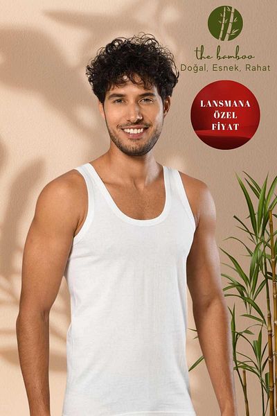 ERDEM İÇ GİYİM Weweus White Super Thin Men's Natural Bamboo Tank Top 1114