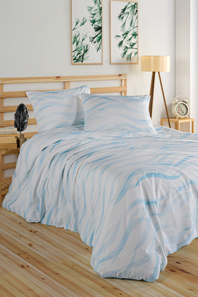 Marielouhome طقم غطاء لحاف مزدوج من القطن بنسبة 100% من Wave Blu