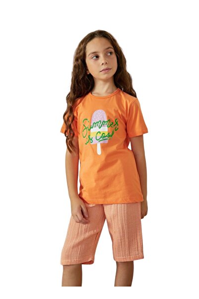 Weweus Devojčički narandžasti komplet pidžama - 827