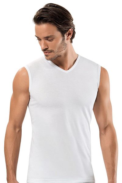 ERDEM İÇ GİYİM Αμάνικο εσώρουχο Erdem White Gold Modal V-Neck 1553