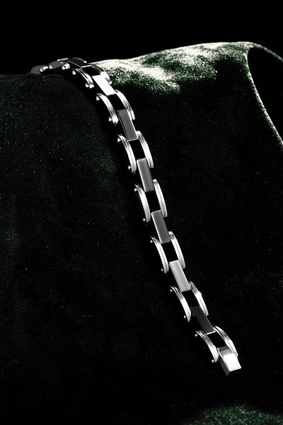 OSMANLI GÜMÜŞ Men's Steel Bracelet - Black Screw Model Steel Bracelet