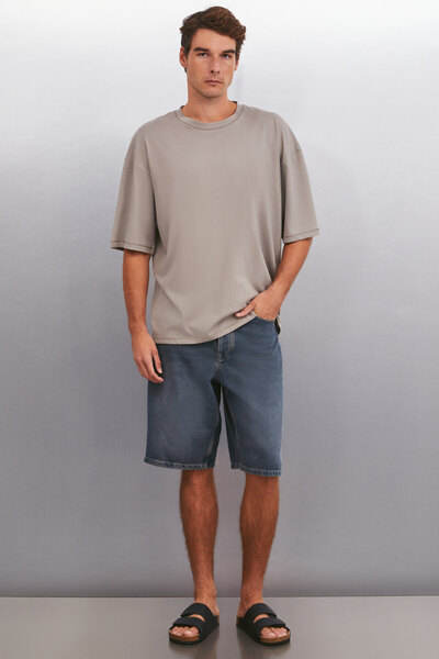 GRIMELANGE Ανδρικό T-shirt Rhett - Mink Color 100% Organic Cotton Oversize